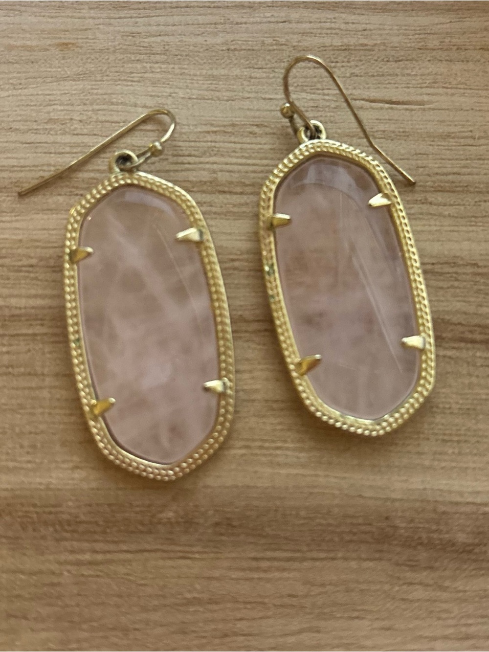 Kendra Scott Gold Frame Earrings with Pink Rose Quartz